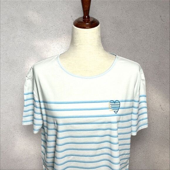 Saint James Sailor Shirt Top Tee White Blue Embroidered Logo Boxy Style US 6 - Picture 3 of 10